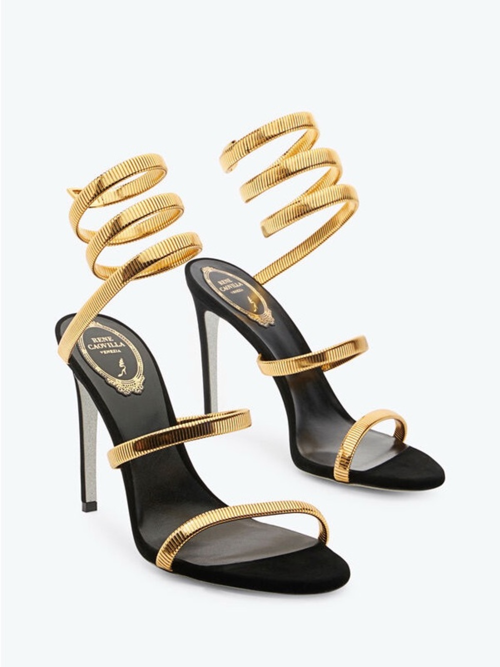 Rene Caovilla 105MM Juniper Metallic Sandals | Size 37.5